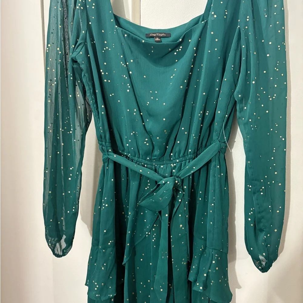 Elegant Green Dress with Sparkling Accents - Picture 2 of 8